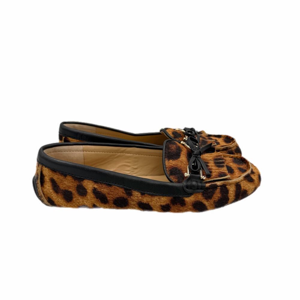 Talbots Everson Women's Tasseled Leather Driving Leopard Slip On Chic Moccasins - Picture 3 of 10